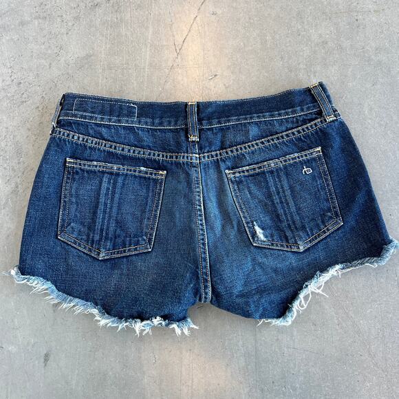 Vintage Y2K Rag & Bone Distressed Doris Wash Blue Cut Off Jean Short Women's 25 - Picture 2 of 6